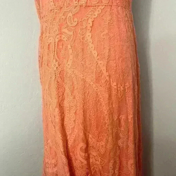 Torrid Coral Lace Crochet Button Front Layered Skater Dress 1 1X 14/16 - Picture 11 of 12